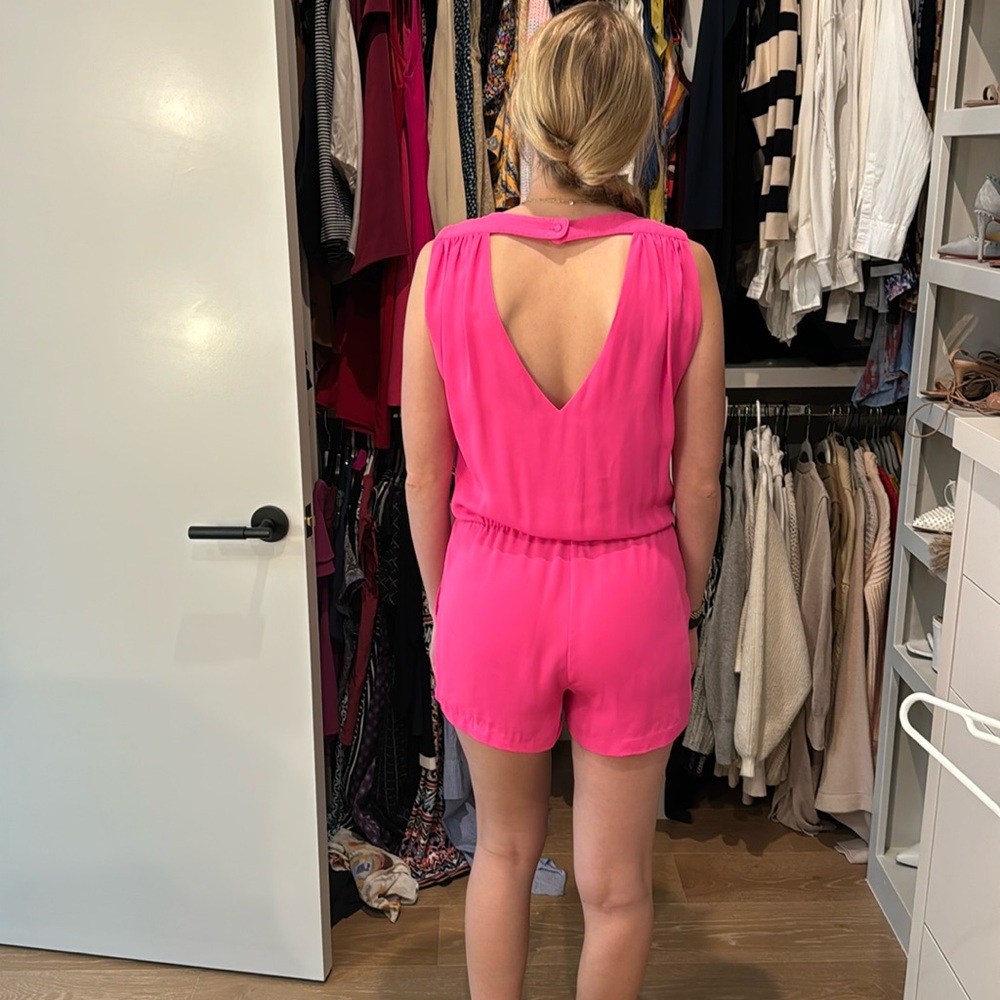 Parker size small hot pink romper with clasp in front